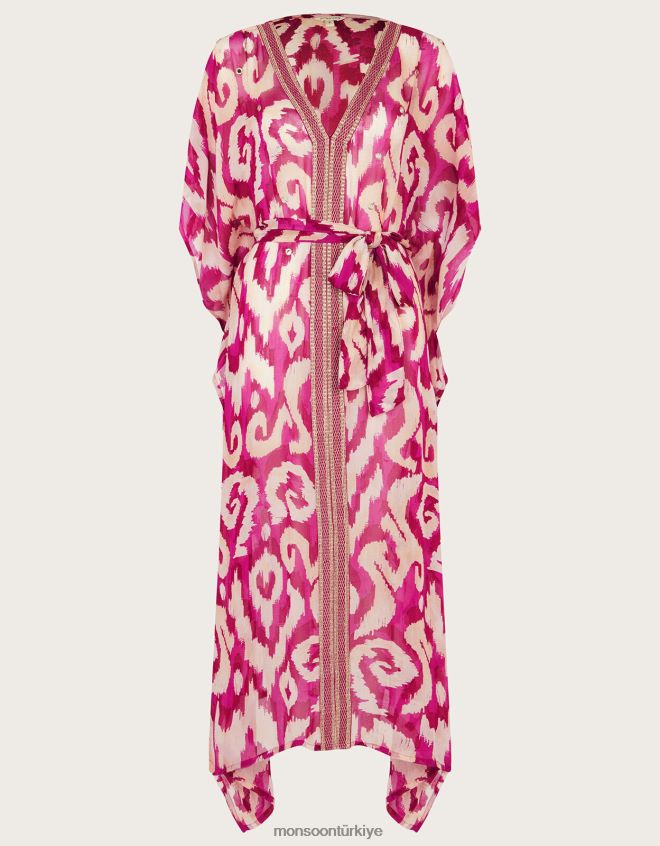 Monsoon kadınlar ikat baskılı maxi kaftan JH86BT346 Giyim menekşe