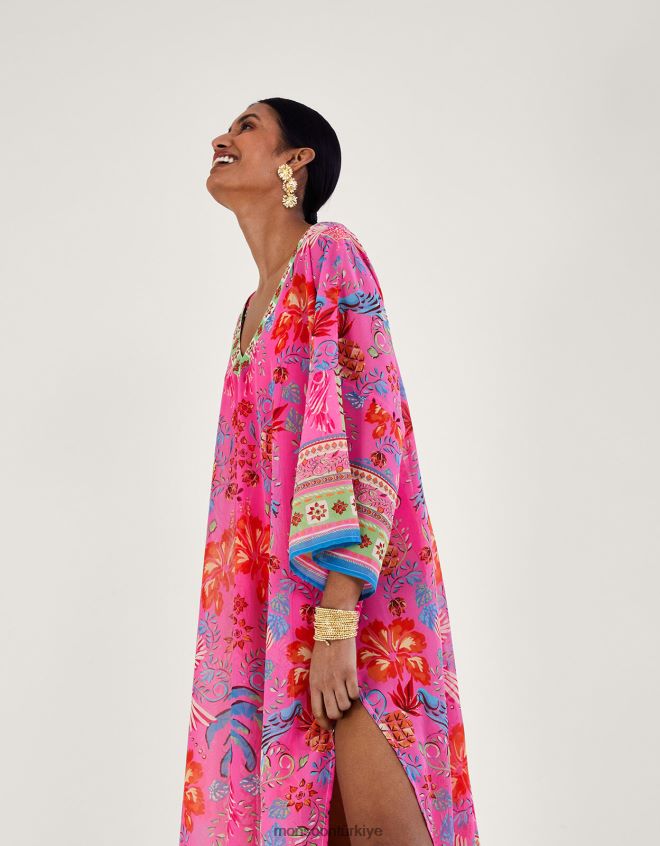 Monsoon kadınlar kiara baskılı uzun kaftan JH86BT224 Giyim moda