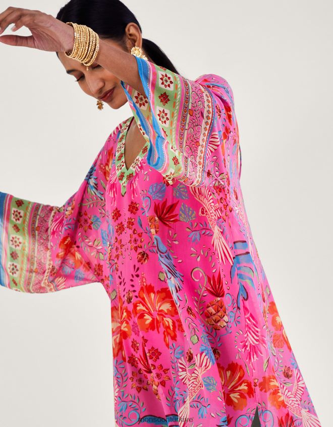 Monsoon kadınlar kiara baskılı uzun kaftan JH86BT224 Giyim moda