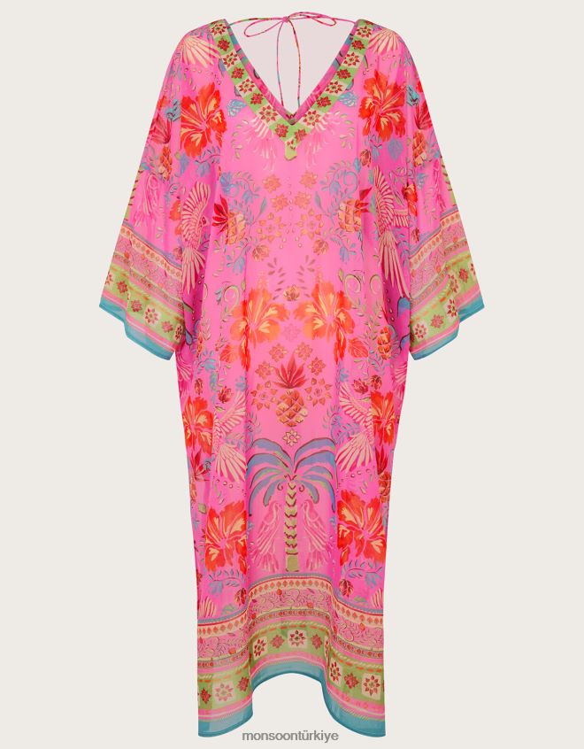 Monsoon kadınlar kiara baskılı uzun kaftan JH86BT224 Giyim moda