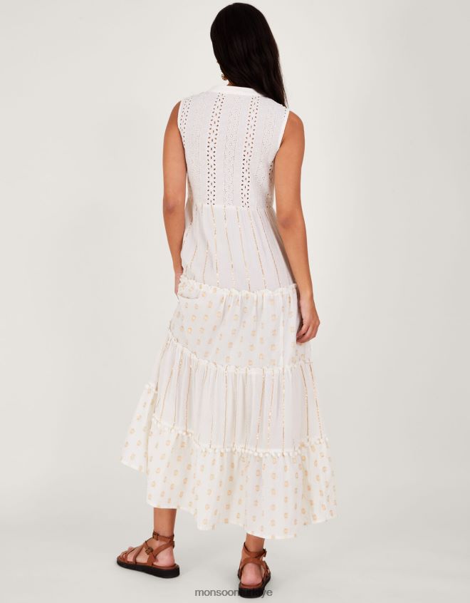 Monsoon kadınlar metalik maxi kaftan elbise JH86BT150 Giyim fildişi