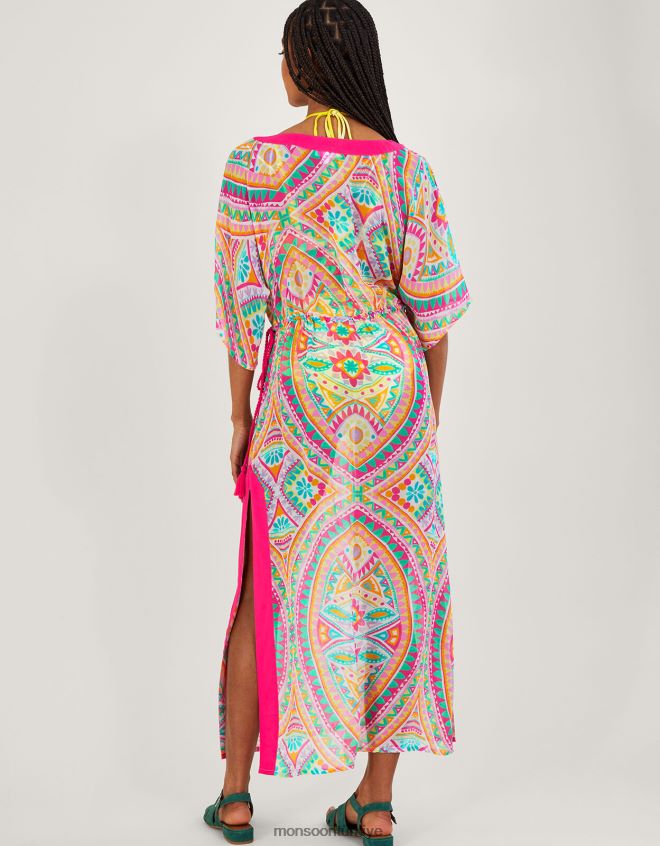 Monsoon kadınlar mozaik desenli maxi kaftan JH86BT284 Giyim pembe