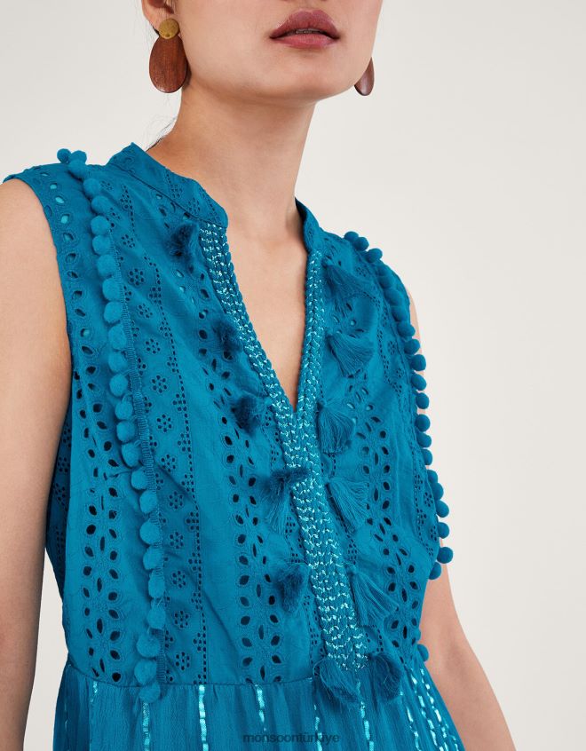 Monsoon kadınlar sidne kolsuz midi kaftan JH86BT143 Giyim mavi