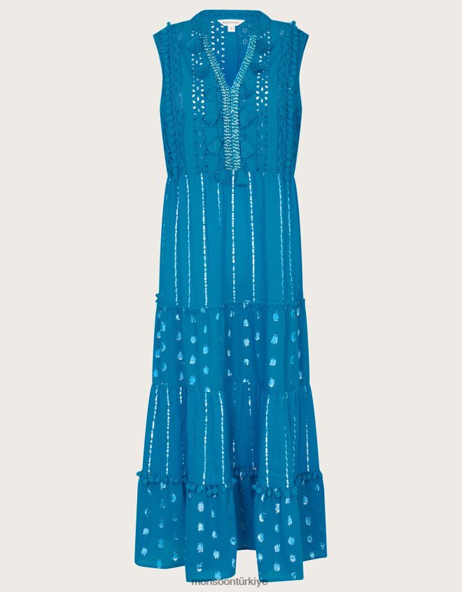 Monsoon kadınlar sidne kolsuz midi kaftan JH86BT143 Giyim mavi