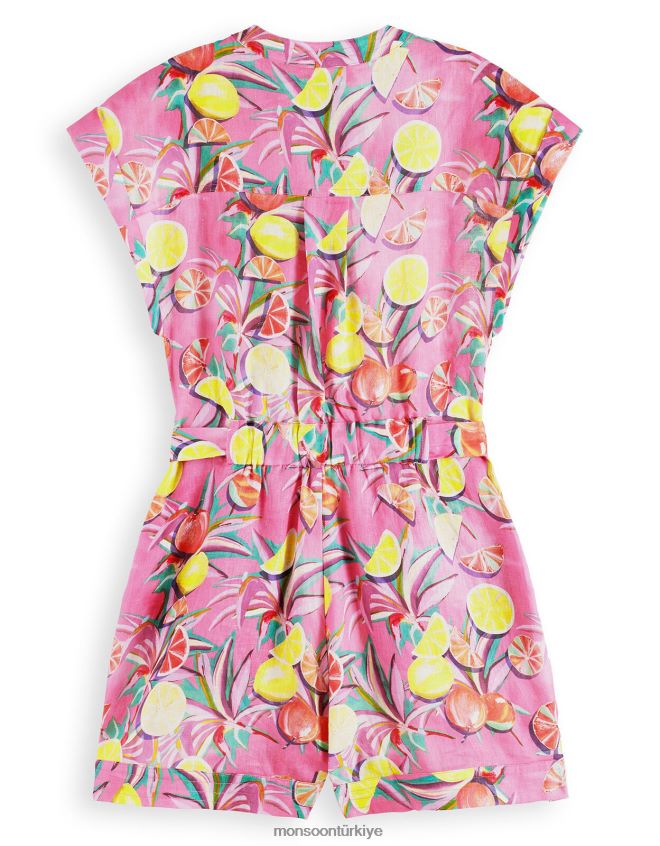 Monsoon kadınlar viski ve soda desenli keten tulum JH86BT312 Giyim pembe