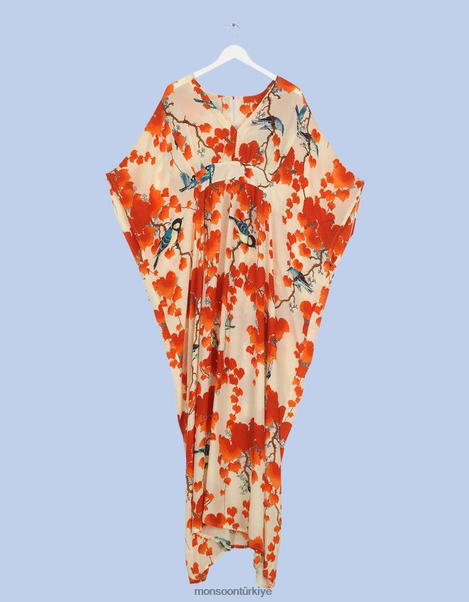 Monsoon kadınlar yüz yıldız acer baskılı maxi kaftan JH86BT360 Giyim moda