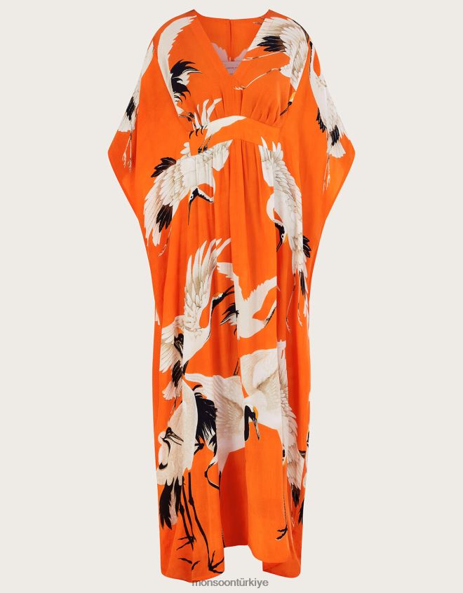 Monsoon kadınlar yüz yıldız leylek desenli maxi kaftan JH86BT79 Giyim şık