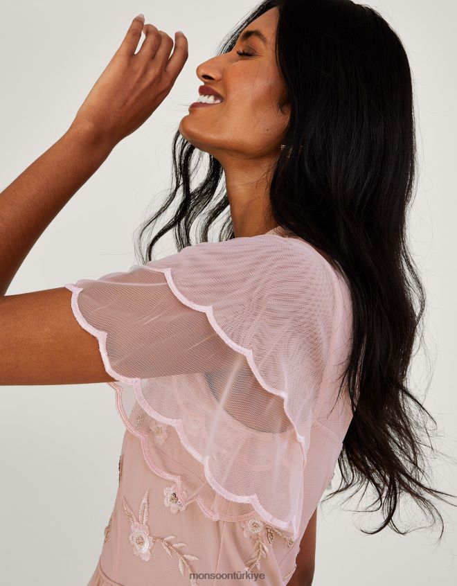 Monsoon kadınlar Catherine\'in geri dönüştürülmüş polyesterden süslenmiş maxi elbisesi JH86BT501 Giyim pembe (allık)