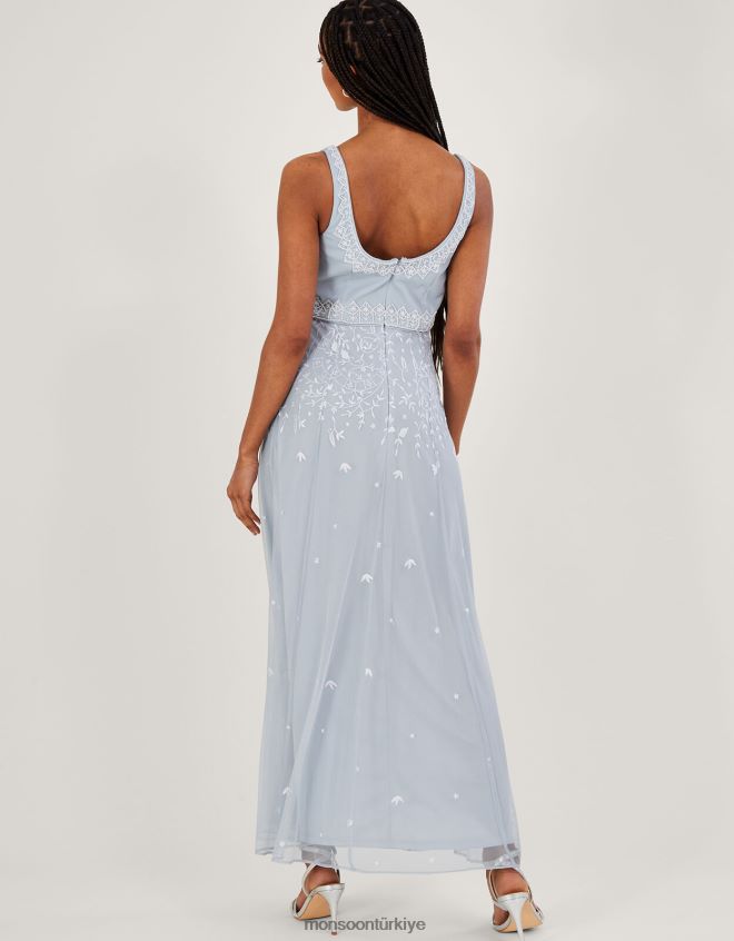 Monsoon kadınlar Eugiene işlemeli kısa boy maxi elbise JH86BT536 Giyim bulut