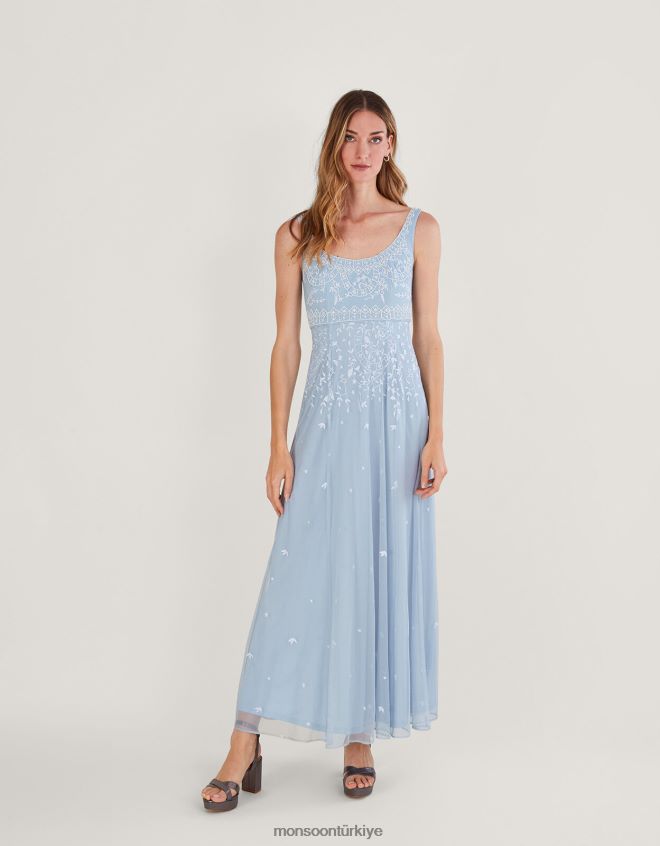 Monsoon kadınlar Eugiene işlemeli maxi elbise JH86BT234 Giyim bulut