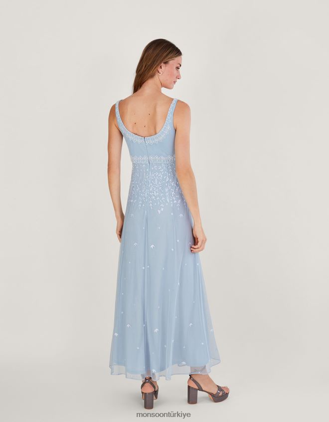 Monsoon kadınlar Eugiene işlemeli maxi elbise JH86BT234 Giyim bulut