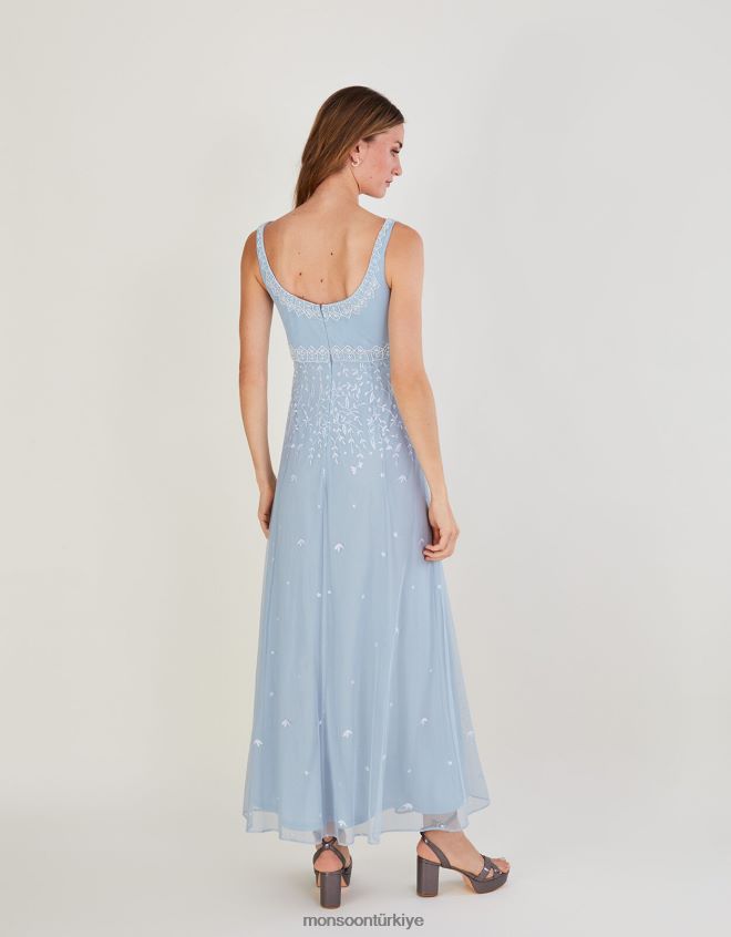 Monsoon kadınlar Eugiene işlemeli maxi elbise JH86BT234 Giyim bulut