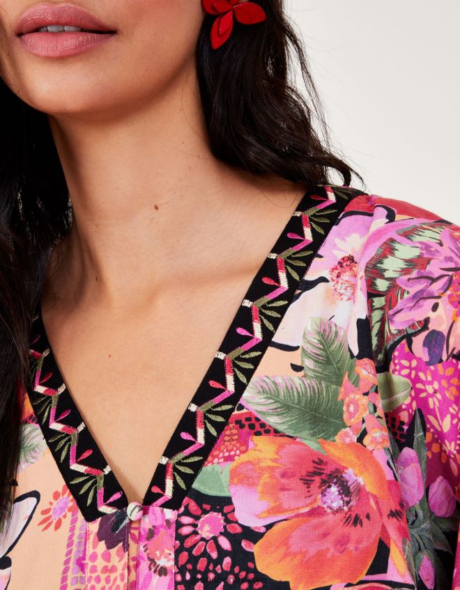 Monsoon kadınlar Sürdürülebilir viskondan anastasia kimono elbisesi JH86BT390 Giyim pembe