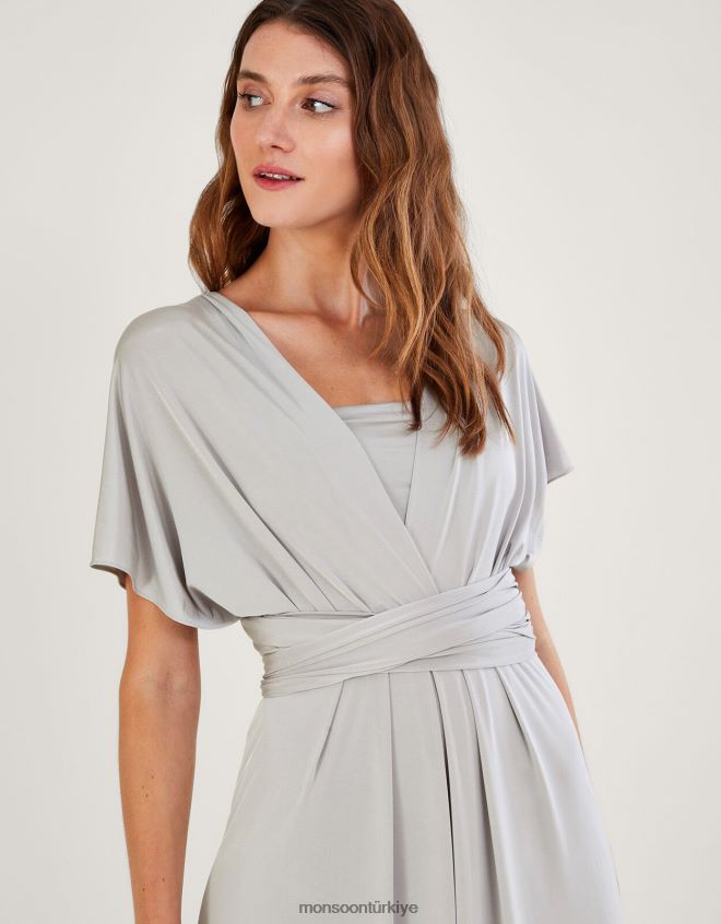 Monsoon kadınlar Thea Twist Me Tie Me Maxi Elbise JH86BT645 Giyim gümüş