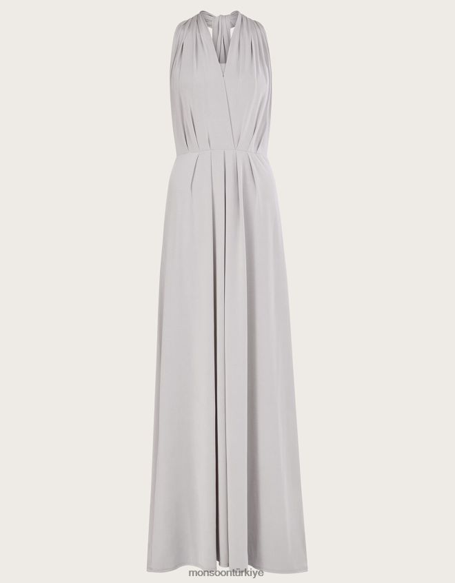 Monsoon kadınlar Thea Twist Me Tie Me Maxi Elbise JH86BT645 Giyim gümüş