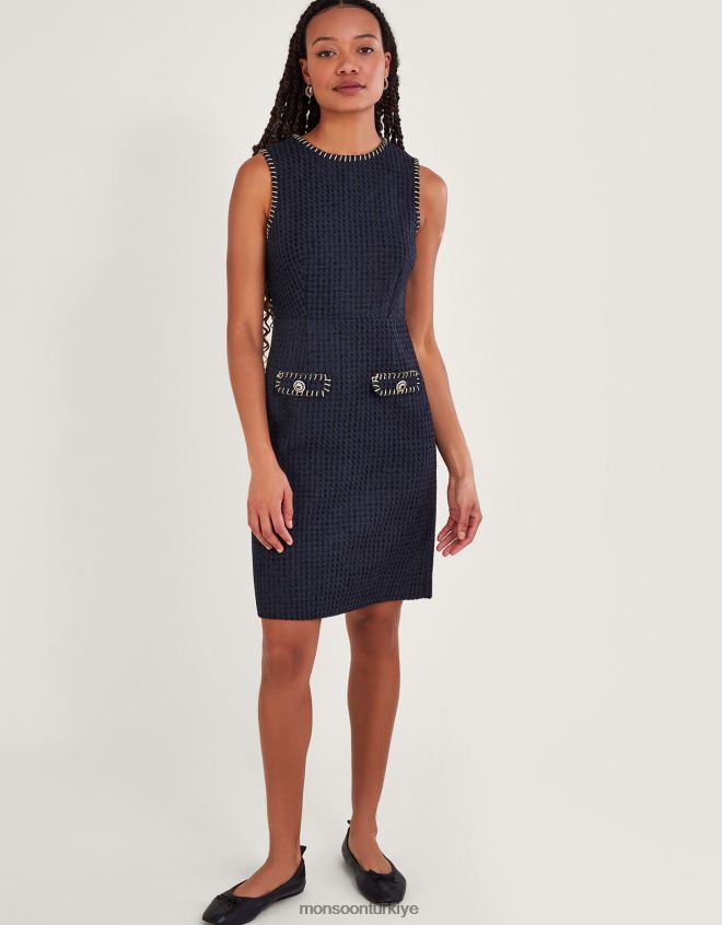 Monsoon kadınlar Tilly tüvit elbise JH86BT120 Giyim siyah