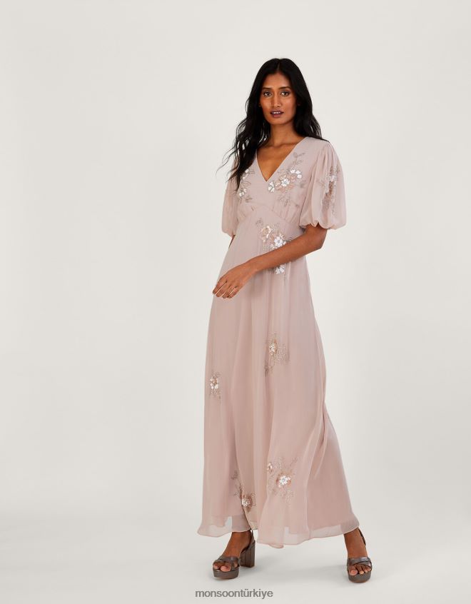 Monsoon kadınlar ağustos ayına ait işlemeli maxi elbise JH86BT929 Giyim pembe (allık)