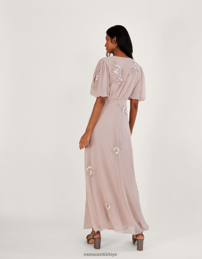 Monsoon kadınlar ağustos ayına ait işlemeli maxi elbise JH86BT929 Giyim pembe (allık)