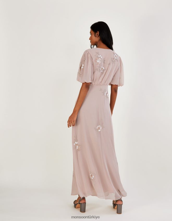 Monsoon kadınlar ağustos ayına ait işlemeli maxi elbise JH86BT929 Giyim pembe (allık)