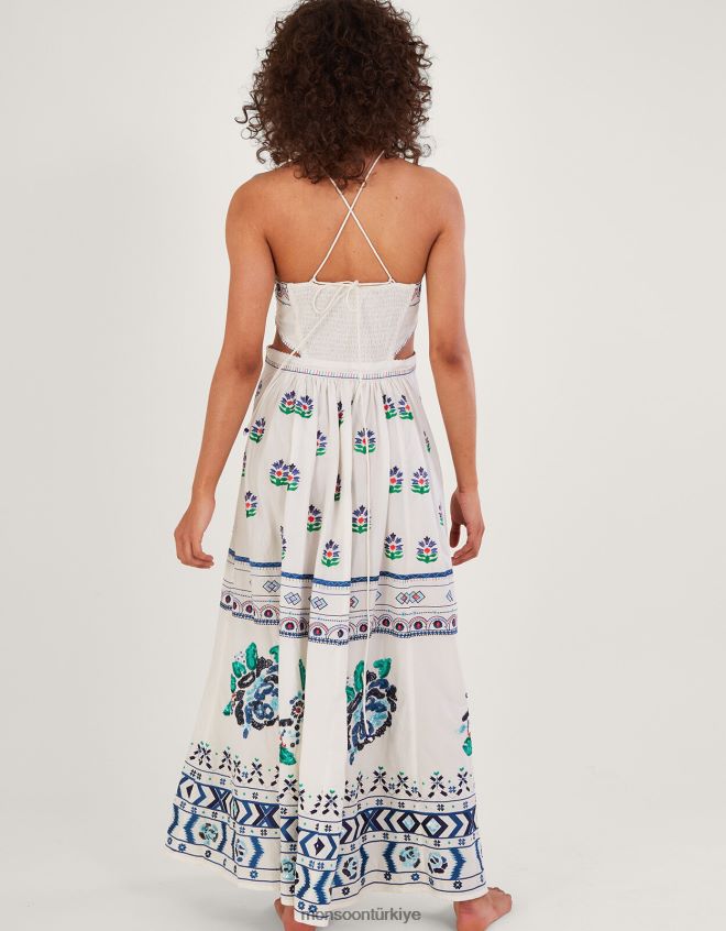 Monsoon kadınlar angelina işlemeli maxi elbise JH86BT655 Giyim fildişi