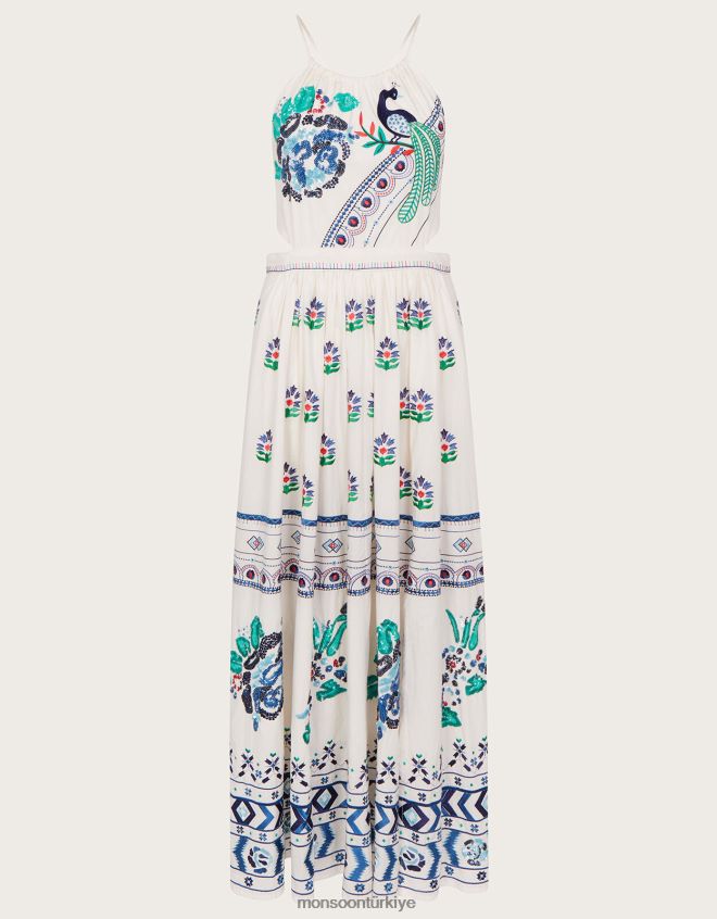 Monsoon kadınlar angelina işlemeli maxi elbise JH86BT655 Giyim fildişi