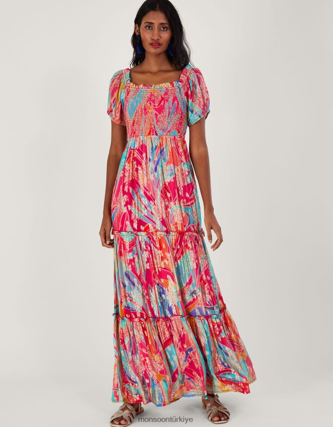 Monsoon kadınlar ariel metalik uzun elbise JH86BT558 Giyim çok