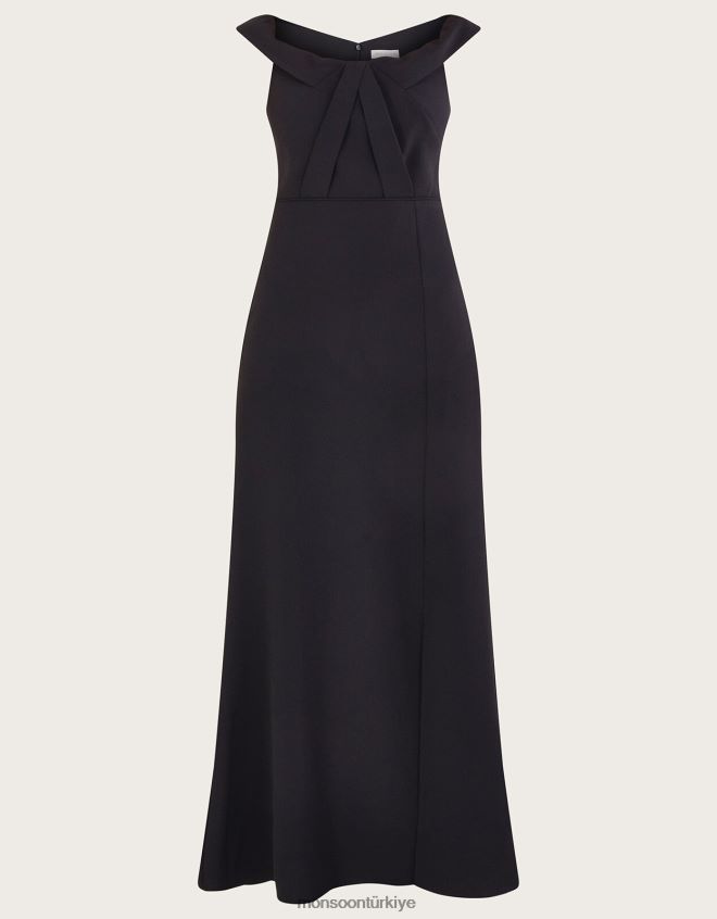 Monsoon kadınlar beatrice krep bardot maxi elbise JH86BT507 Giyim siyah