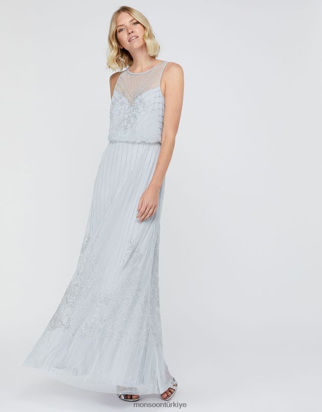Monsoon kadınlar bella işlemeli maxi elbise JH86BT1152 Giyim mavi