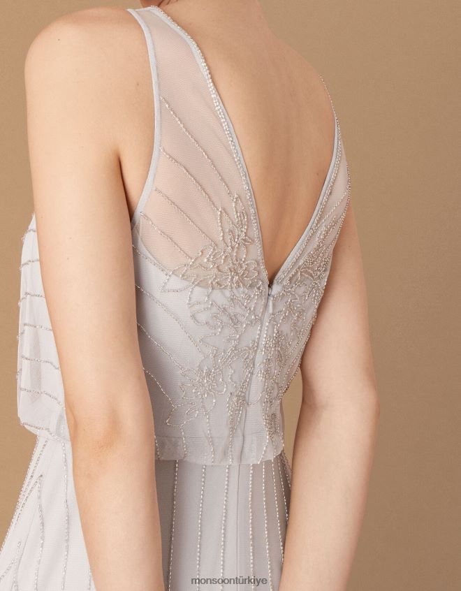 Monsoon kadınlar bella işlemeli maxi elbise JH86BT1152 Giyim mavi