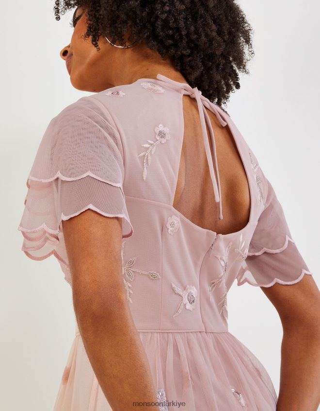 Monsoon kadınlar catherine süslenmiş kısa elbise JH86BT686 Giyim pembe (allık)