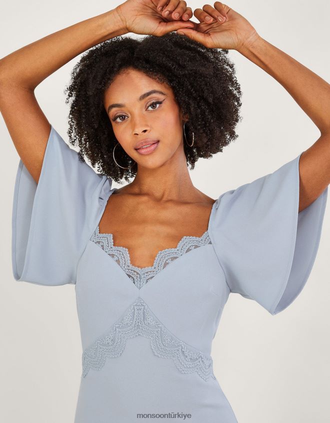 Monsoon kadınlar charlotte krep maxi elbise JH86BT20 Giyim bulut