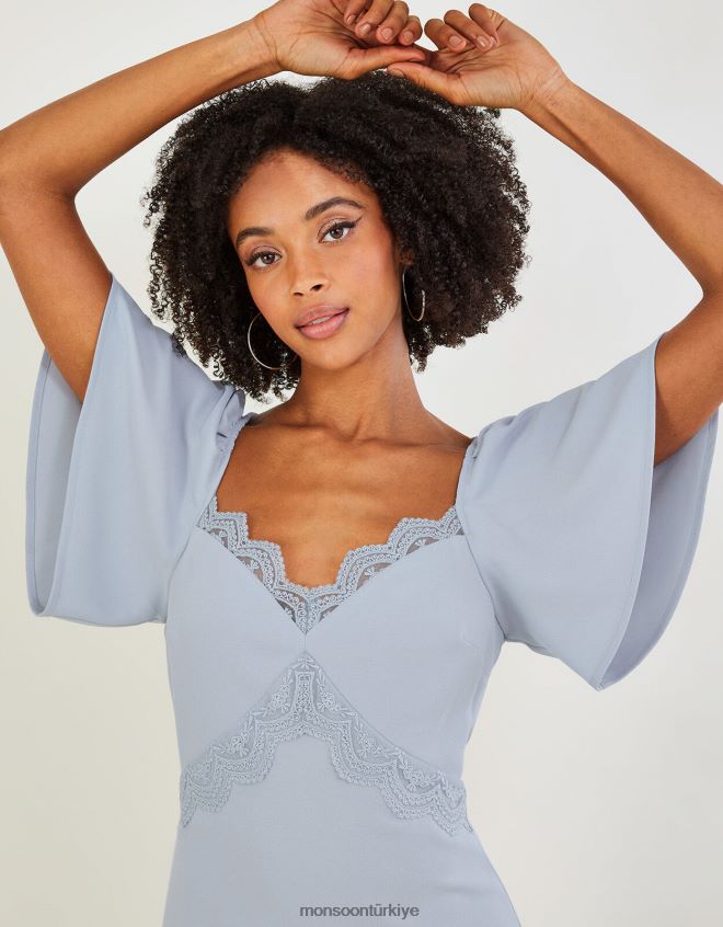 Monsoon kadınlar charlotte krep maxi elbise JH86BT20 Giyim bulut