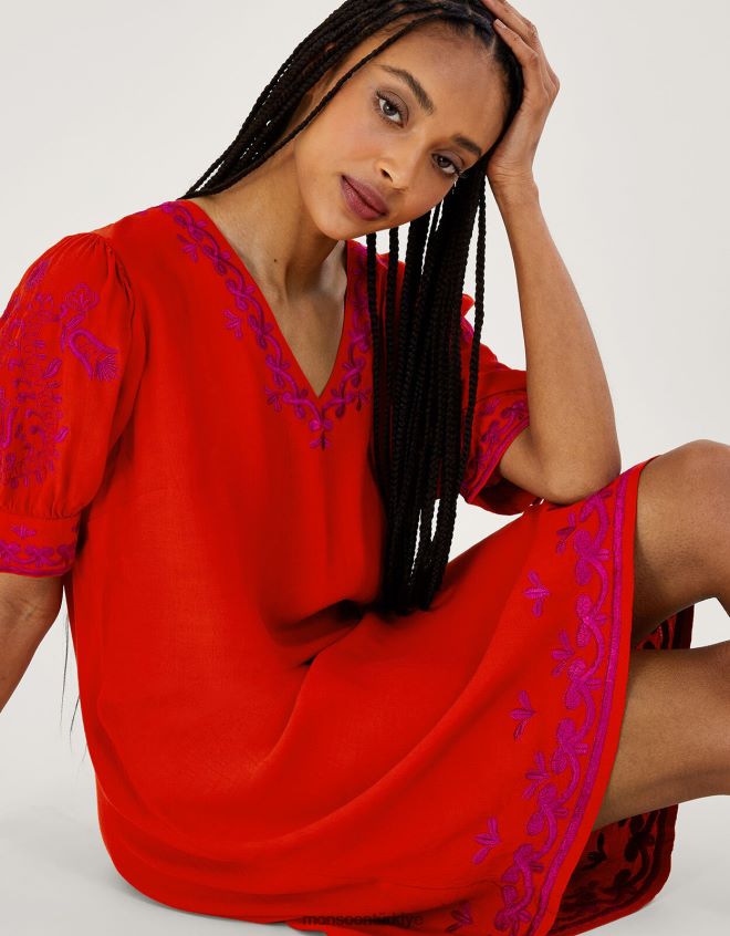 Monsoon kadınlar chrissy işlemeli tunik elbise JH86BT191 Giyim turuncu