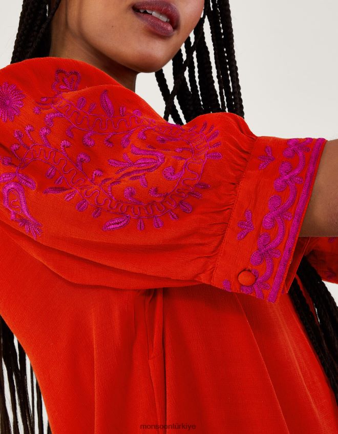 Monsoon kadınlar chrissy işlemeli tunik elbise JH86BT191 Giyim turuncu