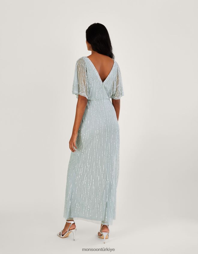 Monsoon kadınlar elizabeth geri dönüştürülmüş polyesterden süslenmiş maxi elbise JH86BT787 Giyim yeşil