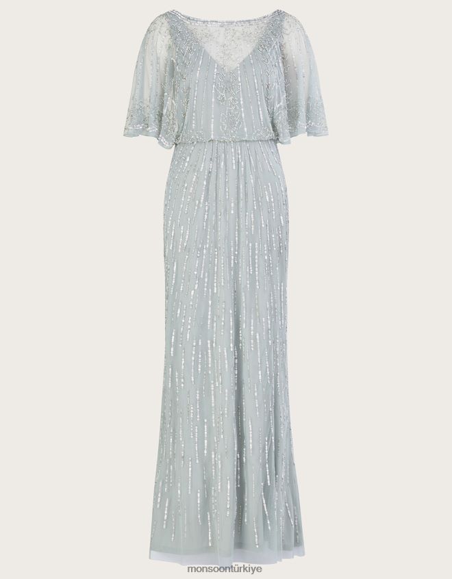 Monsoon kadınlar elizabeth geri dönüştürülmüş polyesterden süslenmiş maxi elbise JH86BT787 Giyim yeşil