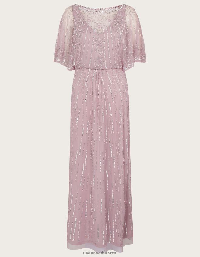 Monsoon kadınlar elizabeth süslenmiş kısa boy maxi elbise JH86BT654 Giyim pembe