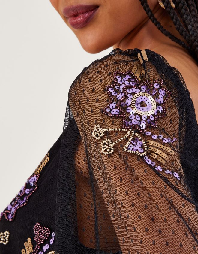 Monsoon kadınlar eloise işlemeli çay elbisesi JH86BT16 Giyim siyah