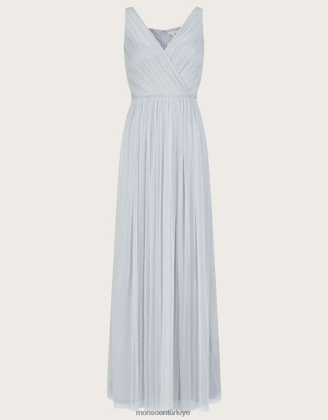 Monsoon kadınlar geri dönüştürülmüş polyesterden anne file maksi elbise JH86BT283 Giyim gümüş