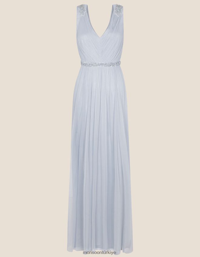 Monsoon kadınlar geri dönüştürülmüş polyesterden brenda maxi elbise JH86BT1151 Giyim mavi