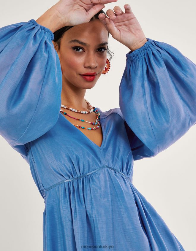 Monsoon kadınlar geri dönüştürülmüş polyesterden palmer maxi elbise JH86BT564 Giyim mavi