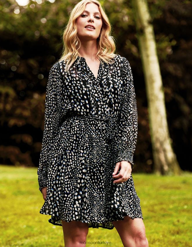 Monsoon kadınlar hollis gömlek elbise JH86BT180 Giyim siyah