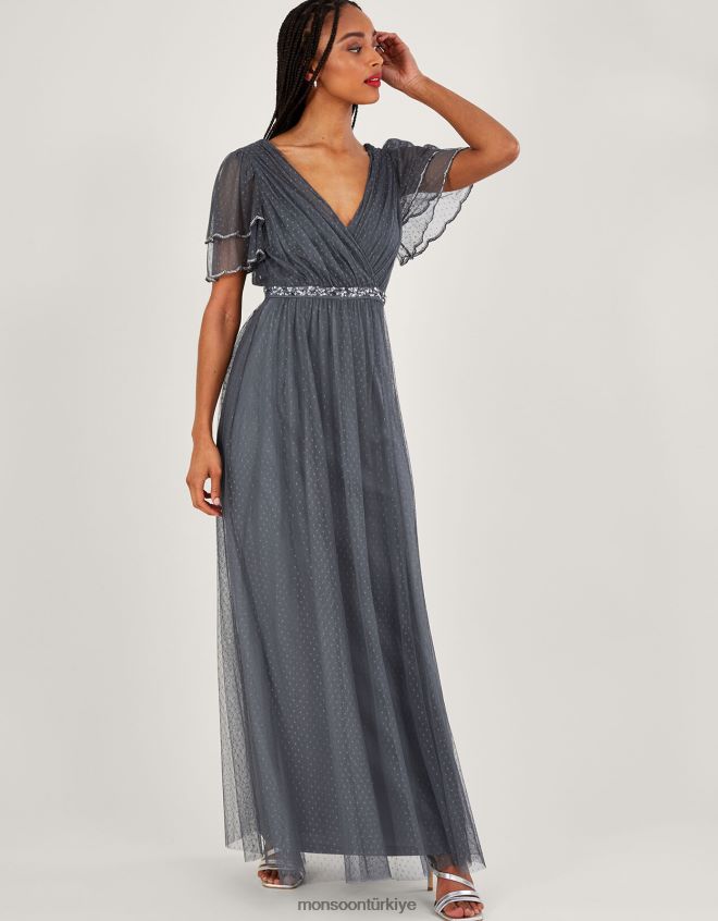 Monsoon kadınlar isla spot örgü maxi elbise JH86BT783 Giyim mavi (koyu mavi)