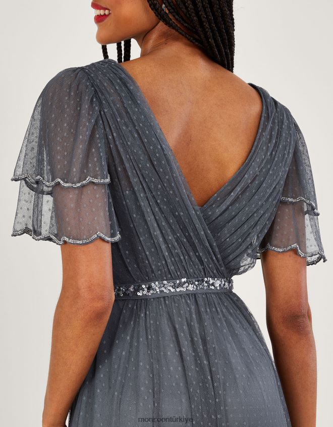 Monsoon kadınlar isla spot örgü maxi elbise JH86BT783 Giyim mavi (koyu mavi)