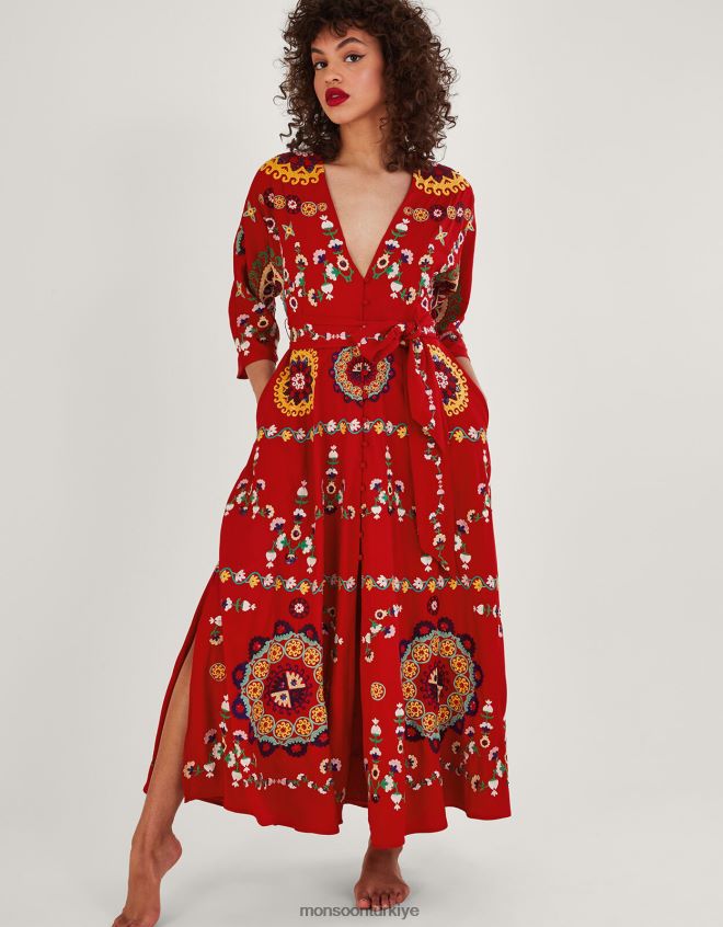 Monsoon kad nlar jennifer el i lemeli kimono elbise JH86BT1063 Giyim k rm z JH86BT1063 Monsoon bikini Turkiye yaz tatili icin Tatiliniz boyunca iyi vakit gecirmenizi dileriz