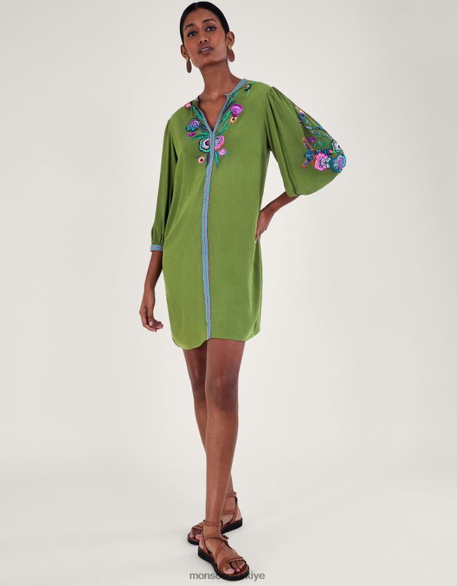Monsoon kadınlar kaitlyn kuş işlemeli tunik JH86BT176 Giyim yeşil