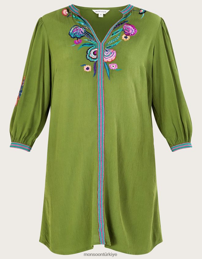 Monsoon kadınlar kaitlyn kuş işlemeli tunik JH86BT176 Giyim yeşil