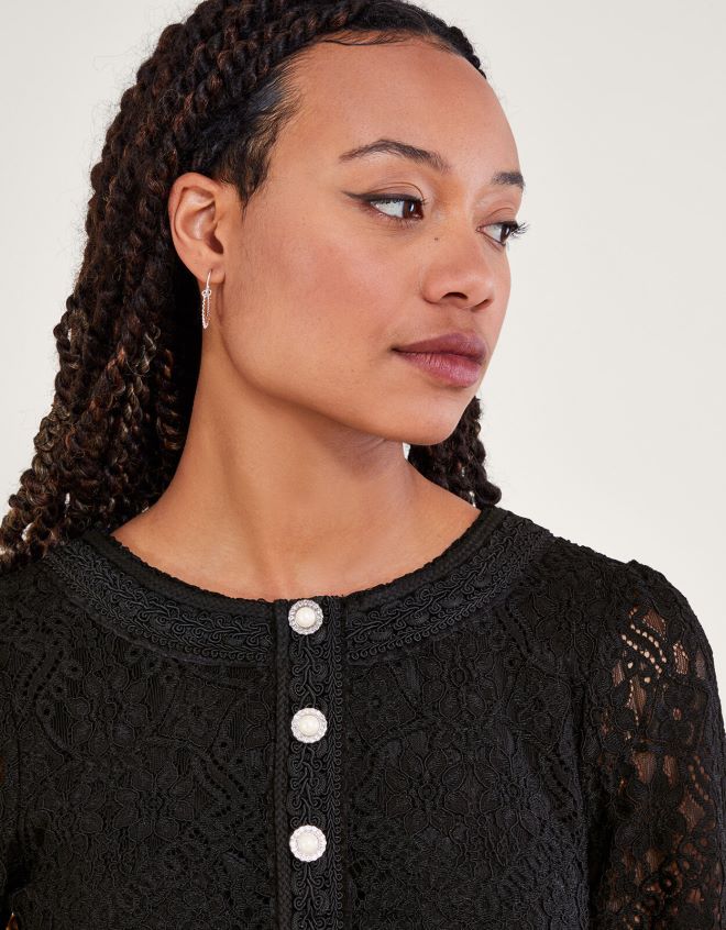 Monsoon kadınlar lillian dantelli vardiya elbise JH86BT97 Giyim siyah