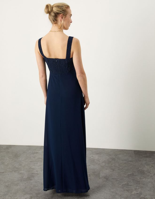 Monsoon kadınlar lori dantel maxi elbise JH86BT656 Giyim Mavi Donanma)