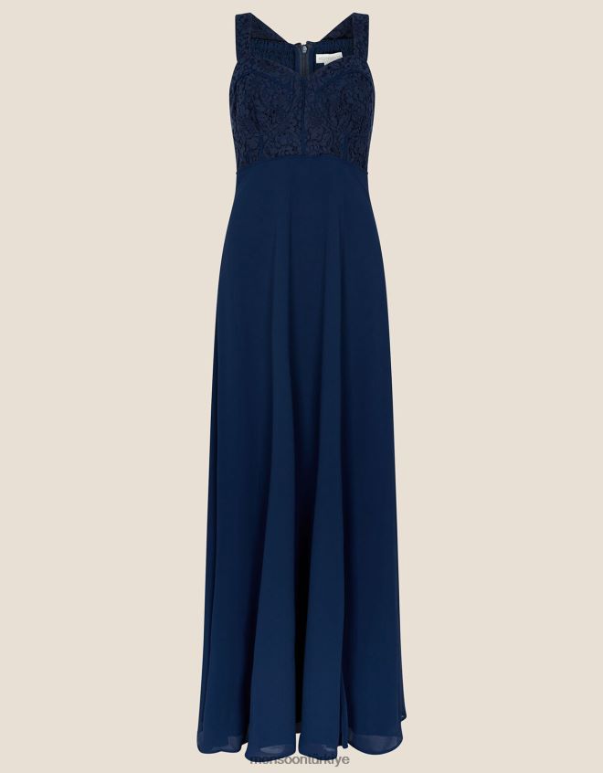 Monsoon kadınlar lori dantel maxi elbise JH86BT656 Giyim Mavi Donanma)